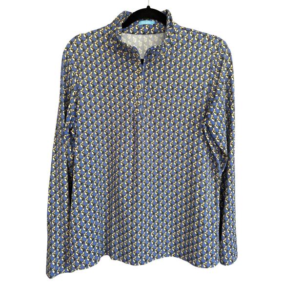 J. McLaughlin Bedford Horsebits Sz XL 1/4 Zip Long Sleeve Top Equestrian | EUC - Picture 1 of 5